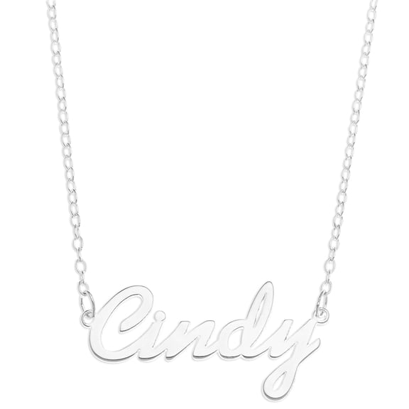 Cindy - Name Plate Necklace in Solid Real Sterling Silver female Personalized Custom Pendent