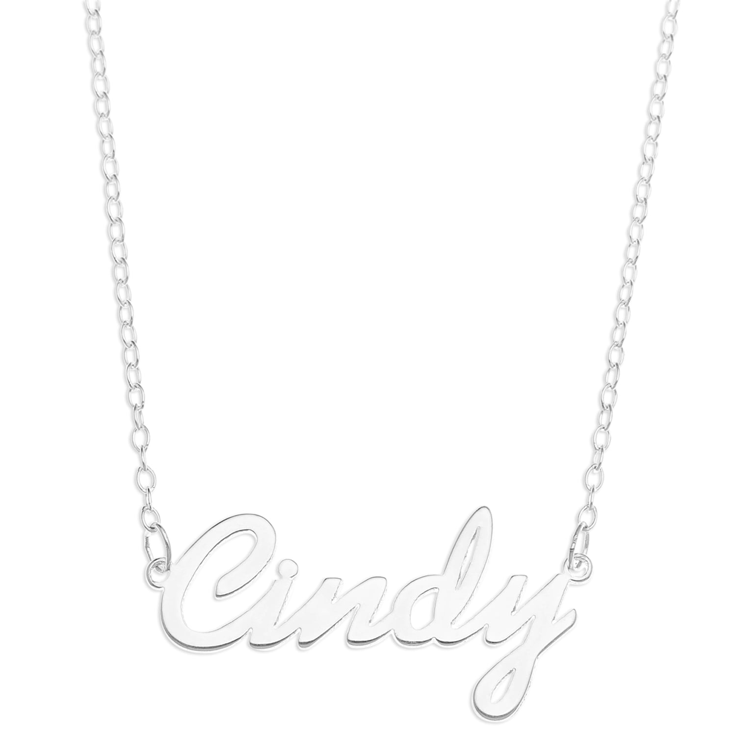 Cindy - Name Plate Necklace in Solid Real Sterling Silver female Personalized Custom Pendent