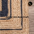 thumbnail image 2 of Jaipur Art And Craft Brown Black Border Runner Braided Reversible Jute Area Rug (2x8 Sq ft), 2 of 5