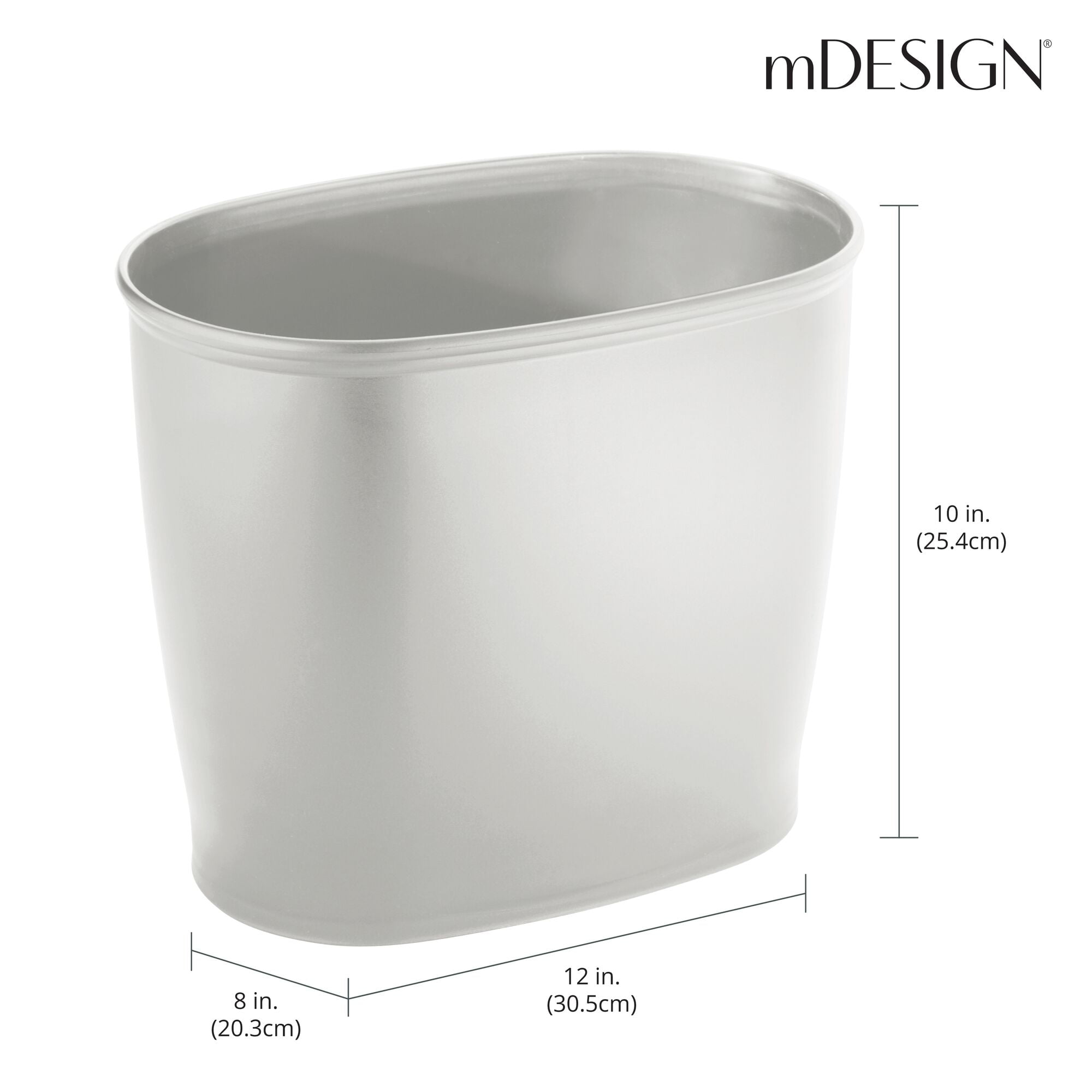 mDesign Small Plastic 2.25 Gallon Slim Trash Can Garbage Wastebasket Bin, Gray