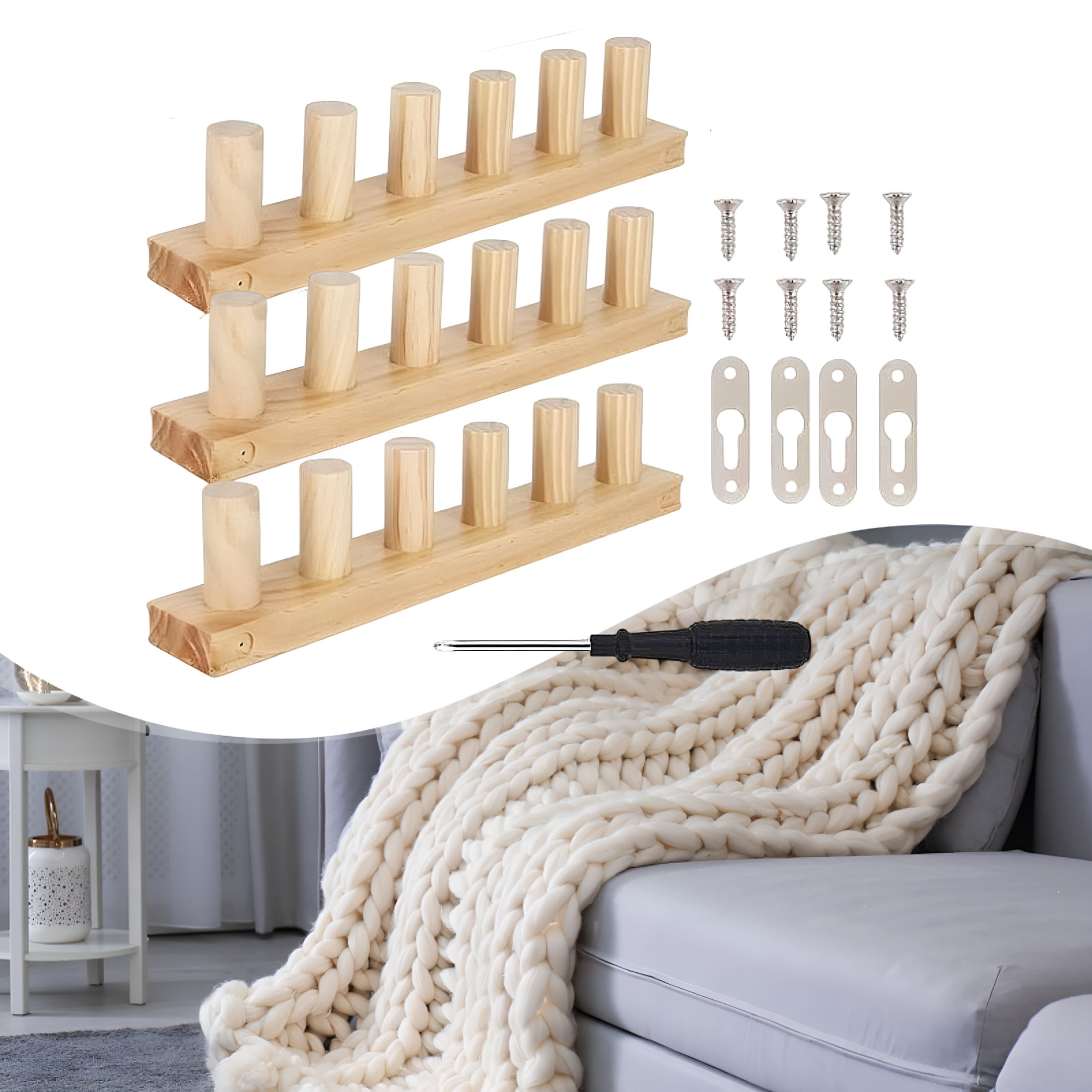 TUWAFE 2026 New Chunky Knitting Loom Gifts Beginners Yarn Craft Darning Loom Portable Wooden Blanket Loom 3 Piece