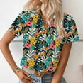 thumbnail image 4 of HaoXianJian Hawaiian Shirt Women Tops for Women Going Out Tops Soft Cool Summer Shirts Floral Tropics Print V Neck T-Shirt Button Up Tops Short Sleeve Blouse Graphic Tees Shirts Plus Size s-5X, 4 of 7