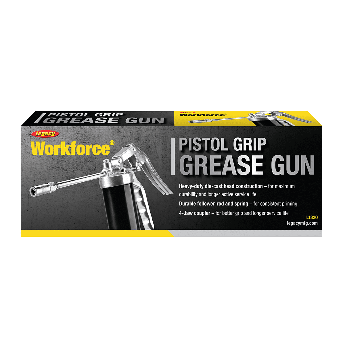 Legacy Manufacturing Workforce Pistol Grip Grease Gun with Straight Extension