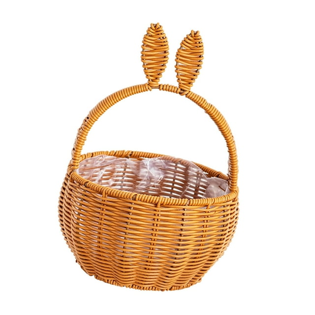 QualitChoice Easter Rabbit Bucket Hand Crafted Tightly Woven Plastic 18x28cm