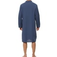 thumbnail image 3 of Camisón de hombre INSPIRE CHIC con cuello Henley y banda, pijama, bata de noche, color azul marino, 3 of 5