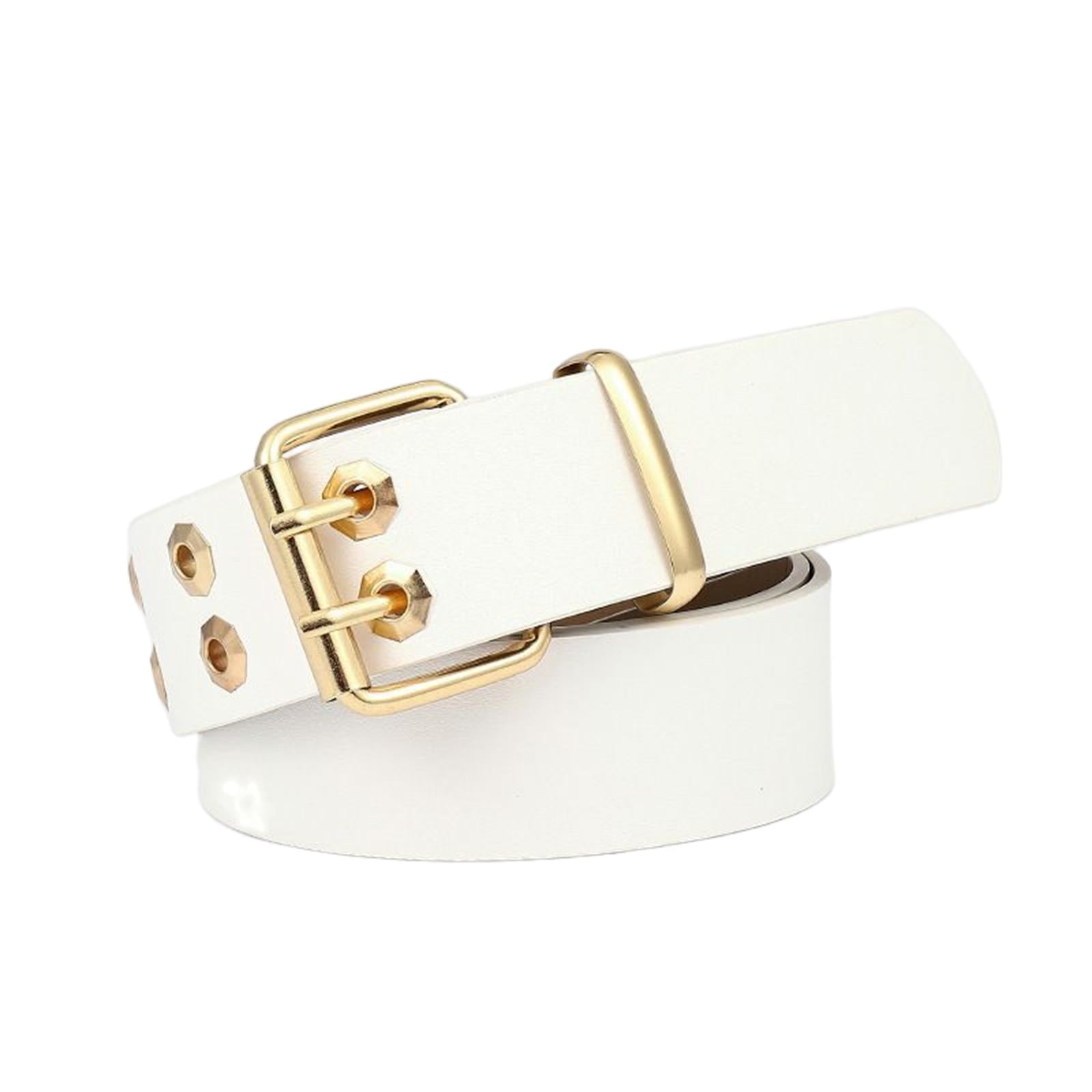 Retro Style Double Grommet Belt Leather Waist Strap Prong Buckle