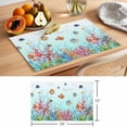thumbnail image 6 of Turquoise Ocean Life Placemats Set of 8 Summer Coastal Coral Fishes Place Mats Indoor Wipeable Table Mats Washable Cloth Dining Table Placemats for Kitchen Holiday Party Home Decor 13x19 Inch, 6 of 9