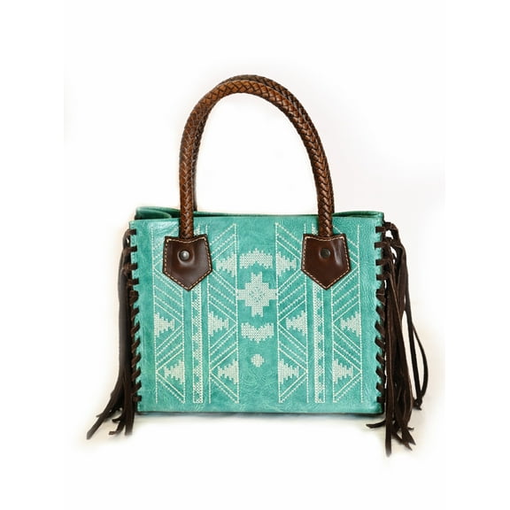 Women's Leather Turquoise Aztec Crossbody Purse
