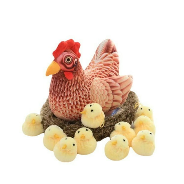 Set de muñecos de peluche con dibujos animados de gallinas y pollitos, 32 cm, peluche suave