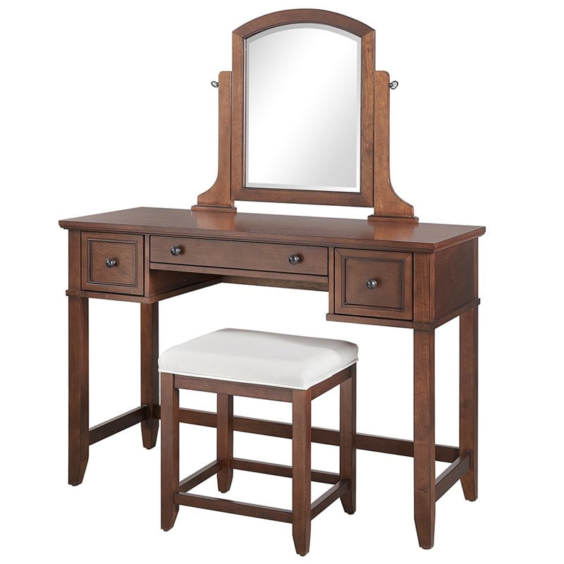 Crosley Furniture Vista Vanity, Mirror And Stool In Mahogany