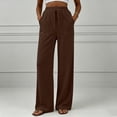 thumbnail image 2 of vdgthytj Wide Leg Pants for Women Drawstring High Waist Loose Casual Ribbed Fall Corduroy Trousers with Pockets(Large,Coffee), 2 of 7