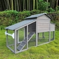 thumbnail image 5 of PETSCOSSET Wooden Chicken Coop for 2-3 Chickens, Chicken Tractor with Nesting Box, Pull-Out Tray, Asphalt Roof, Gray, 5 of 10