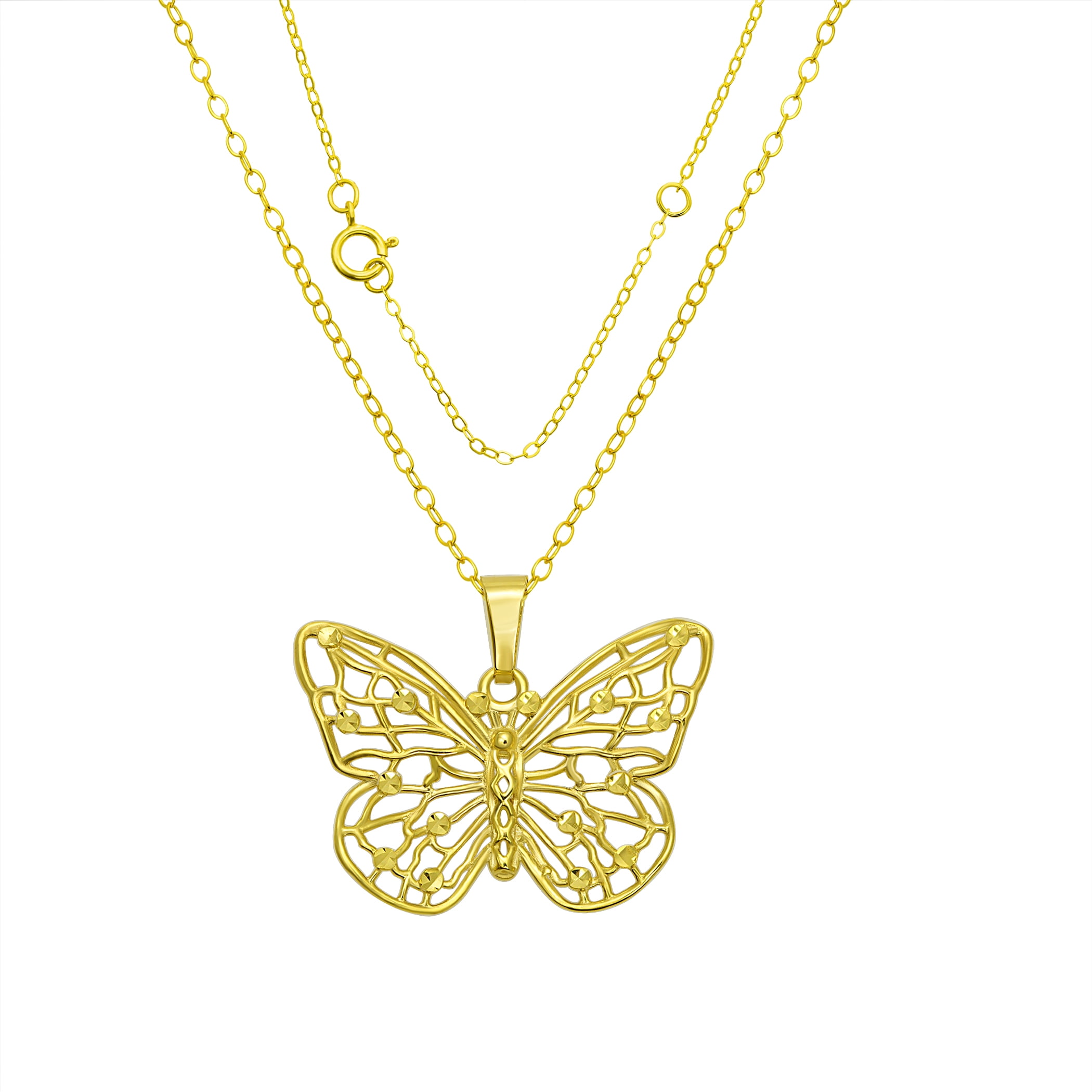 Free Shipping! Brilliance Fine Jewelry 10KT Yellow Gold Butterfly Pendant with 18" Gold Filled Chain  (图2)