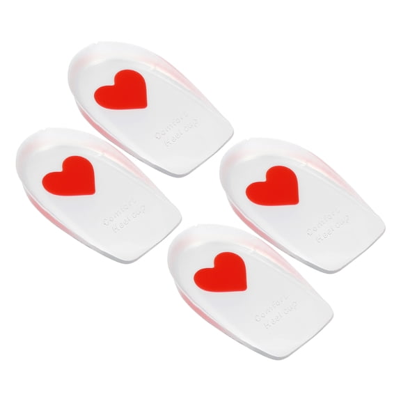 Unique Bargains Silicone Heel Support Cup Pads Silicone Cushion Orthotic Insole Love Pattern Red Size 40-46 4Pcs