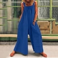 thumbnail image 3 of Bigersell Women Straight-Leg Jumpsuits Womens Jumpsuits Solid Color Overalls Loose Sleeveless Casual Rompers Fashion Wide Legged Pants Home Holiday Woman Jumpsuits Pull on Pants for Ladies, 3 of 7