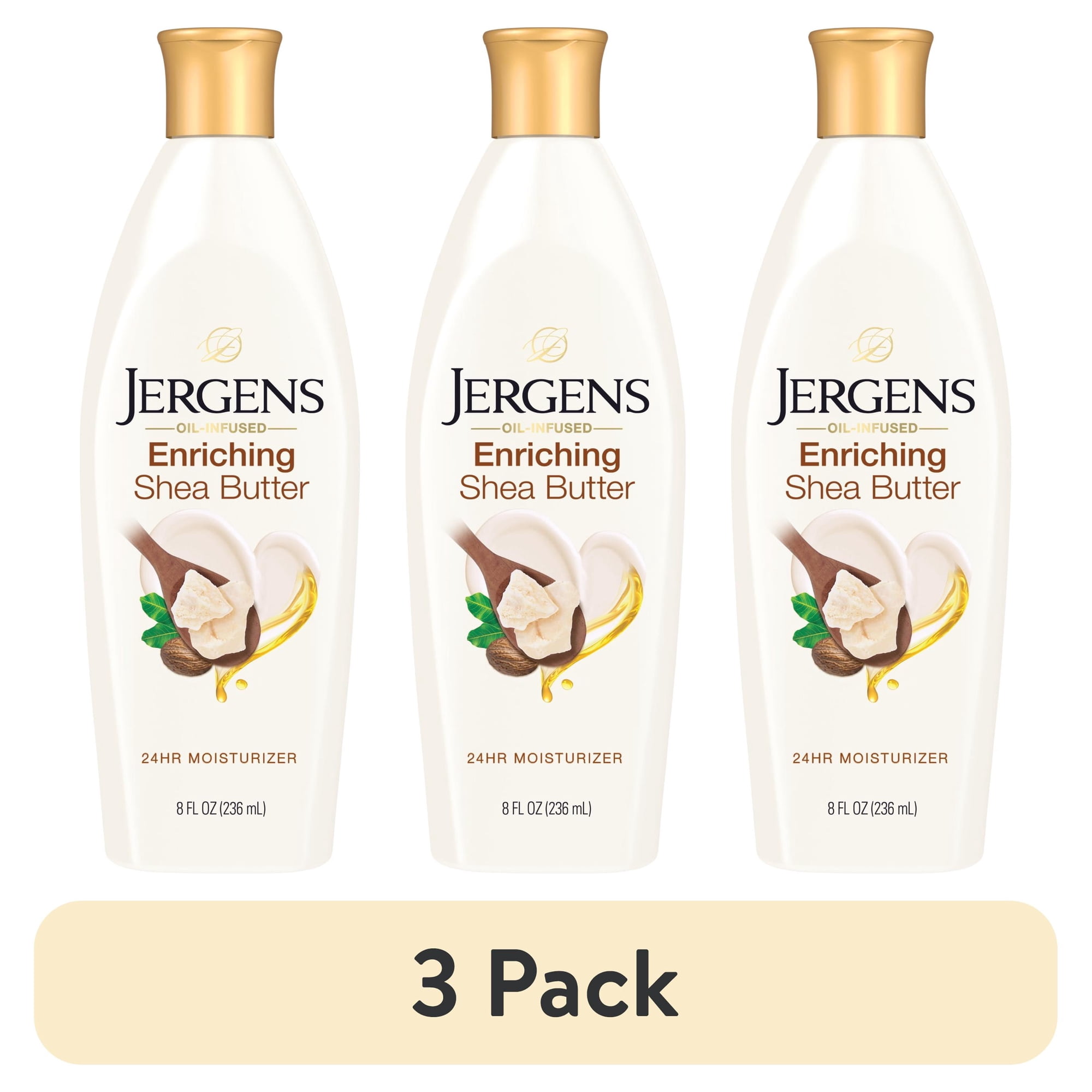 (3 pack) Jergens Shea Butter Hand and Body Lotion, Dry Skin Moisturizer, Dermatologist Tested, 8 fl oz