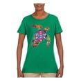 thumbnail image 2 of Colorful Rainbow Sea Turtle Animal Lover Womens Graphic T-Shirt, Kelly, Small, 2 of 3