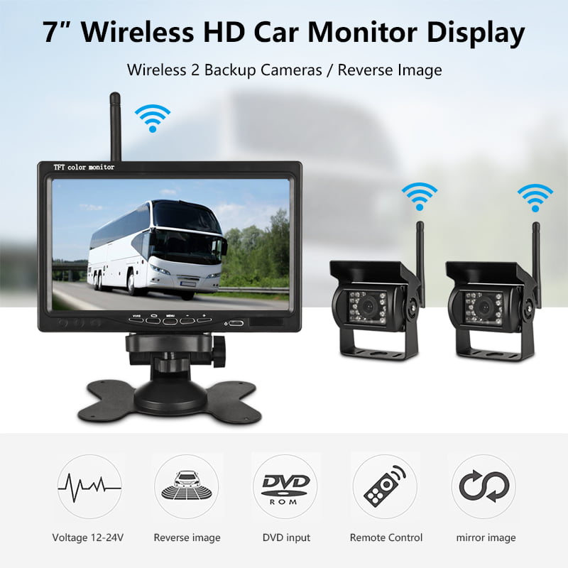 7" Monitor Wireless IR Rear View Back up Camera Night Vision System For RV Truck 