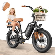 Kickwey 750W Peak Dual 2 Seater Electric Bike for Adults, 20'' Fat Tire eBike, 48V 20AH Removable Battery, 20MPH Commuter City Bicycle, UL2849