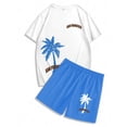 thumbnail image 3 of Glisme Mens 2 Piece Sets Summer Outfits Print Casual Sports Set For Men Short Sleeve Graphic T Shirt And Shorts Outfit Trend Matching Set Sky Blue, 3 of 3