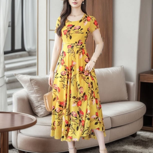 Vestidos de verano amarillos para mujer, 2025 Vestidos de verano amarillos para mujer, 2025