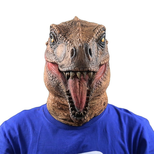 Disfraz de cosplay de látex con máscara de dinosaurio para Navidad y Halloween