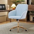 thumbnail image 2 of Makeup Vanity Chair, Comfy Desk Seat with Swivel Wheels, Adjustable Height Office Chair Swivel Chair Rolling Chair Computer Chair for Home Bedroom Office, Light Blue, 2 of 5
