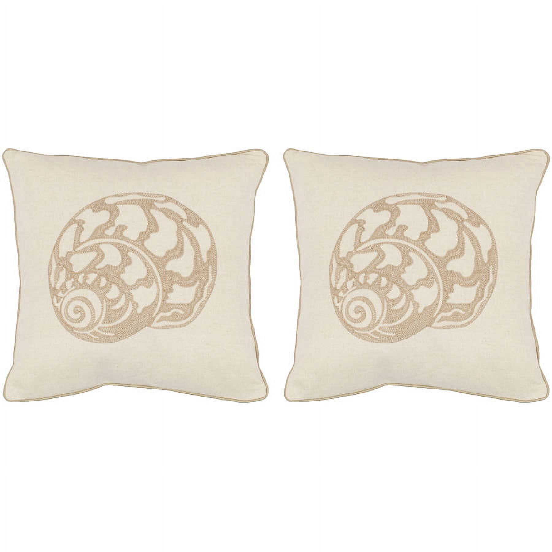 SAFAVIEH Palmer Seashell Pillow, 18" x 18", Cream, Set of 2