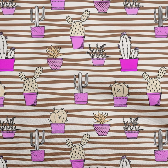 oneOone Rayon Brown Fabric Cactus Fabric For Sewing Printed Craft Fabric By The Yard 56 Inch Wide