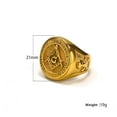 thumbnail image 2 of Fashion Rhinestone Masonic Ring 14K Yellow Gold Charm Jewelry Exquisite Mason Freemason Women Men Ring, 2 of 6