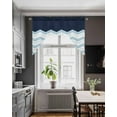 thumbnail image 4 of Blue Chevron Kitchen Swag Valances for Windows, Geometric Black Print Wavy Striped White Swag Valances Curtains for Living Room, Rod Pocket Window Treatments for Bathroom, Bedroom, Cafe, 56"x36", 4 of 6