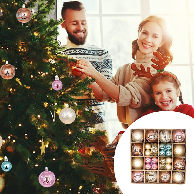 Adornos para Árbol de Navidad, Bolas de Plástico Irrompibles, Multicolor, Fáciles de Colgar, Decoración Festiva, para Uso Interior y Exterior, 44 Piezas, Tamaño 24 X 24 X 6 Cm