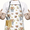 thumbnail image 2 of White Highland Cow Bucket Flower Pattern Apron-Garden Aprons for Women with Pockets-Cotton Linen Waterproof Kitchen Cooking Gardening Aprons Adjustable for Kitchen,Cooking,BBQ and Salon 33x27 Inch, 2 of 7