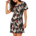thumbnail image 2 of Yiaed Roosters 2 Print Women's Loose-Fit Short Sleeve Nightgown, Soft and Comfortable Sleep Dress for Relaxation and Sleepwear, 2 of 6