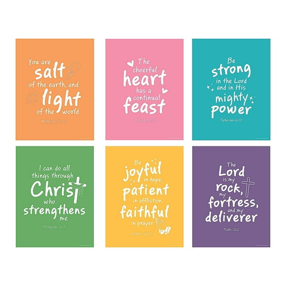 Fun Express Bright Colors Religious Verses Poster Set - 6 Pieces - 16" x 20 3/4"