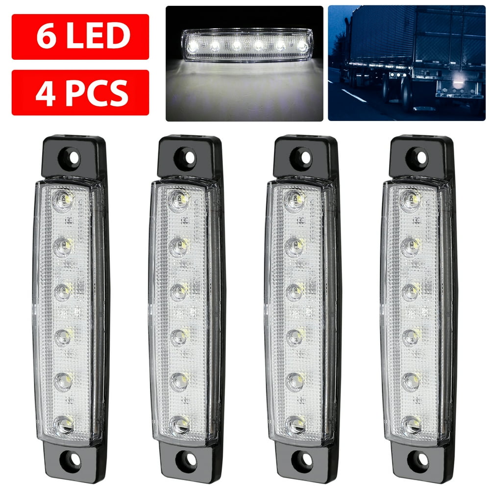 EEEkit 10Pcs/4pcs 6 LED White Side Marker Lights, Rear Side Marker Lamp
