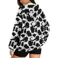 thumbnail image 2 of FOR U DESIGNS Cow Print Zipper Hoodies for Women Oversized Long Sleeve Cardigan Hooded Size XL Sweatshirt Hoodie Jackets with Drawstring for Women Activewear Fall, 2 of 7