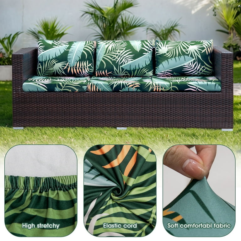 TOPCHANCES 6 Pcs Patio Stretch Sofa Cushion Covers Outdoor Cushion Covers Replacement with Elastic Bottom Couch Slipcover Sofa Seat Covers Patio