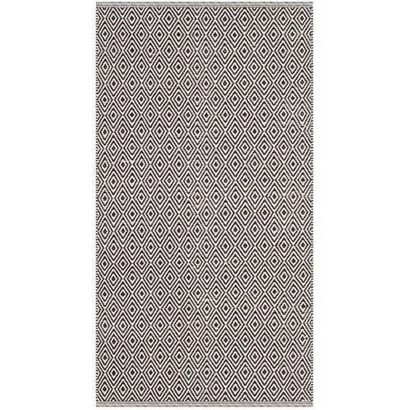 SAFAVIEH Montauk Terrence Geometric Diamond Cotton Area Rug, Ivory/Chocolate, 3' x 5'