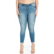 Cello Juniors' Plus Size Mid Rise Distressed Crop Skinny Jean