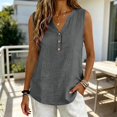 thumbnail image 5 of Linen Tank Tops for Women Solid Button down Tank Top Sleeveless Loose Tank Top Size M, 5 of 6