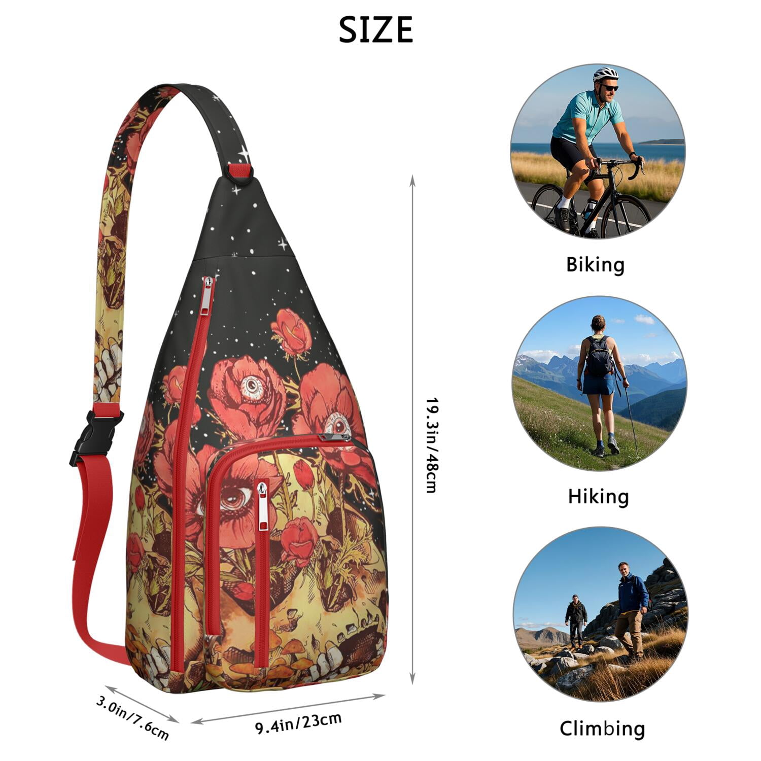 Gothic Fashion Sling Shoulder Bag - Waterproof Crossbody Chest Pack with Anti-Scratch Surface (Ideal for Daily Commute)