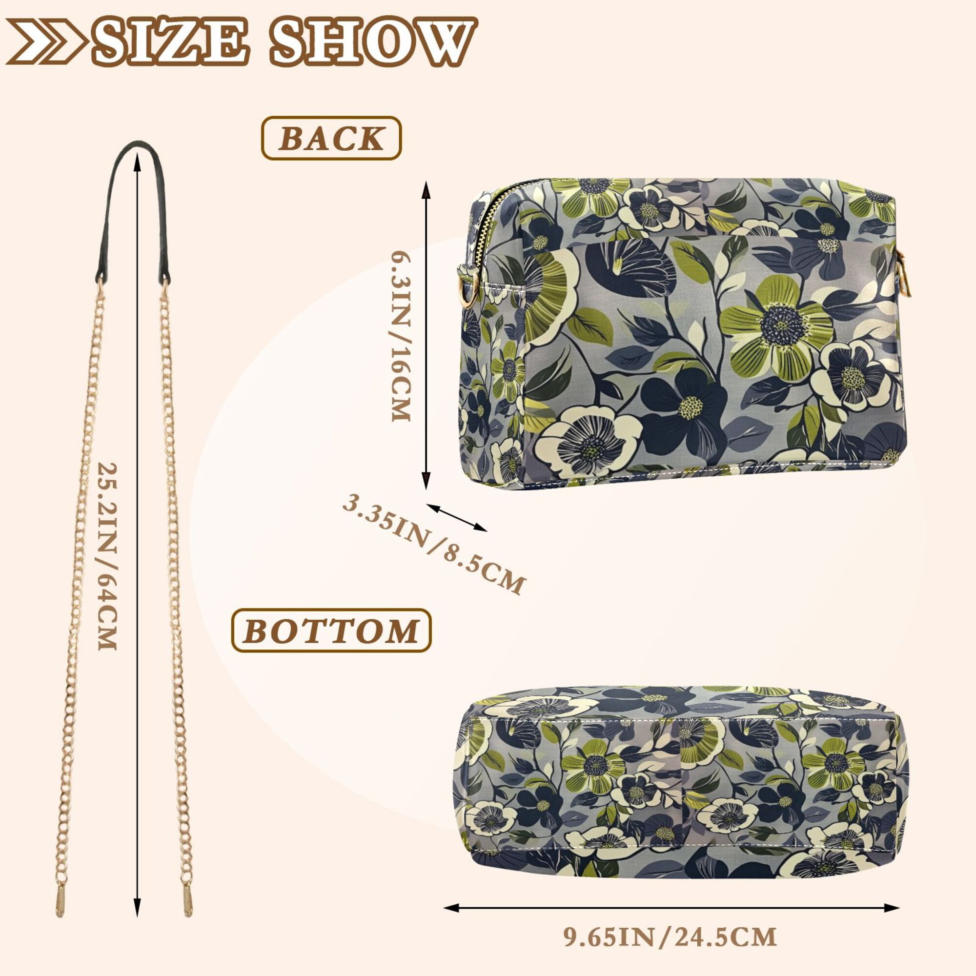 FORMRS Women Crossbody Purse with Chain Strap Vegan Leather Shoulder Handbag, Green Floral