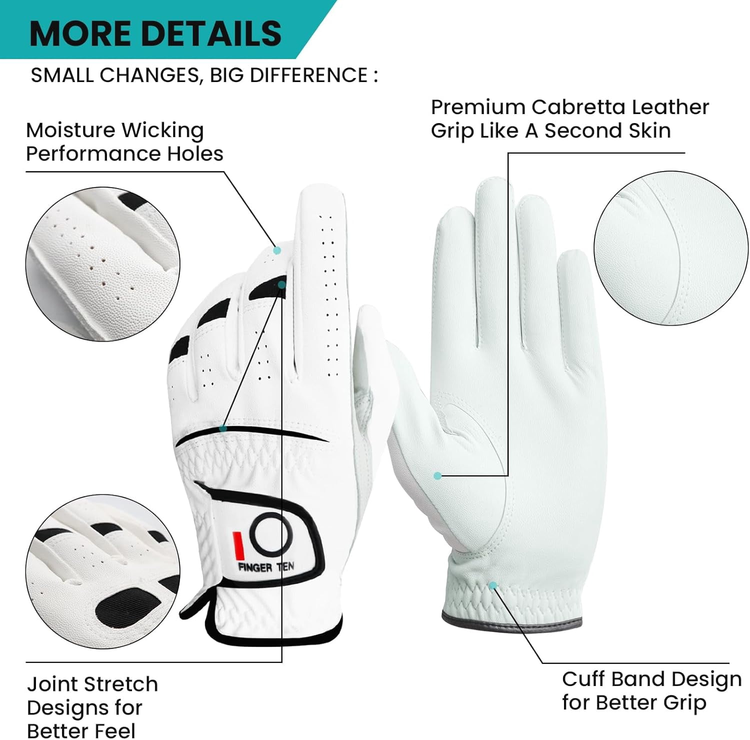 Golf Gloves Men Right Left Handed Golfer Men’s Golf Glove Left Right Hand Value 4 Pack, All Weather Leather Grip Small Medium ML Large XL Size