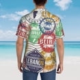 thumbnail image 3 of Lsque Travel Stamp pattern Hawaiian Shirt for Men, Unisex Summer Beach Casual Short Sleeve Button Down Shirts-Large, 3 of 9