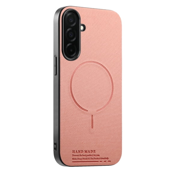 Magnetic Case For Samsung Galaxy S25, Compatible with MagSafe Wireless Charging, Carbon Fiber Texture Slim Shockproof Protective Phone Cover, Anti-Fingerprint & Non-Slip Skin, Pink