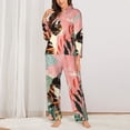 thumbnail image 2 of Hirioo Colorful Cat With Flowers for Women's Pajama Sets 2 Piece Pjs Women's Long-Sleeved Pajama Set Button Down Sleepwear,S-XXL-X-Large, 2 of 7