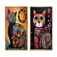 thumbnail image 2 of Designart "Colorful Portrait of a Cute Cat II" Animals Cat Framed Wall Art Set Of 2 - Children's Art Multicolor Framed Canvas Set For Living Room Decor, 2 of 6