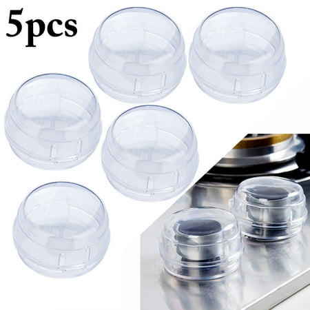 5 PCS Clear Stove Knob Covers, Justdolife Universal Child Baby Proof Stove Safety Lock Kitchen Cooker Gas Oven Stove Knob (Best Gas Stove Oven)