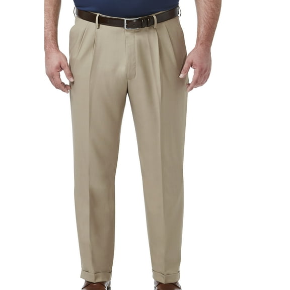 Haggar Mens Pants 44X30 Classic Non-Wrinkle Dress Stretch Beige 44